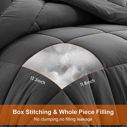 All Season Queen Comforter Set 3 PCs Soft Quilted Down Alternative Comforter+2 Pillow Shams with Corner Tabs,Winter Summer Warm Fluffy,Machine Washable (Queen, Grey) 🍁 All In One Marketplace Canada