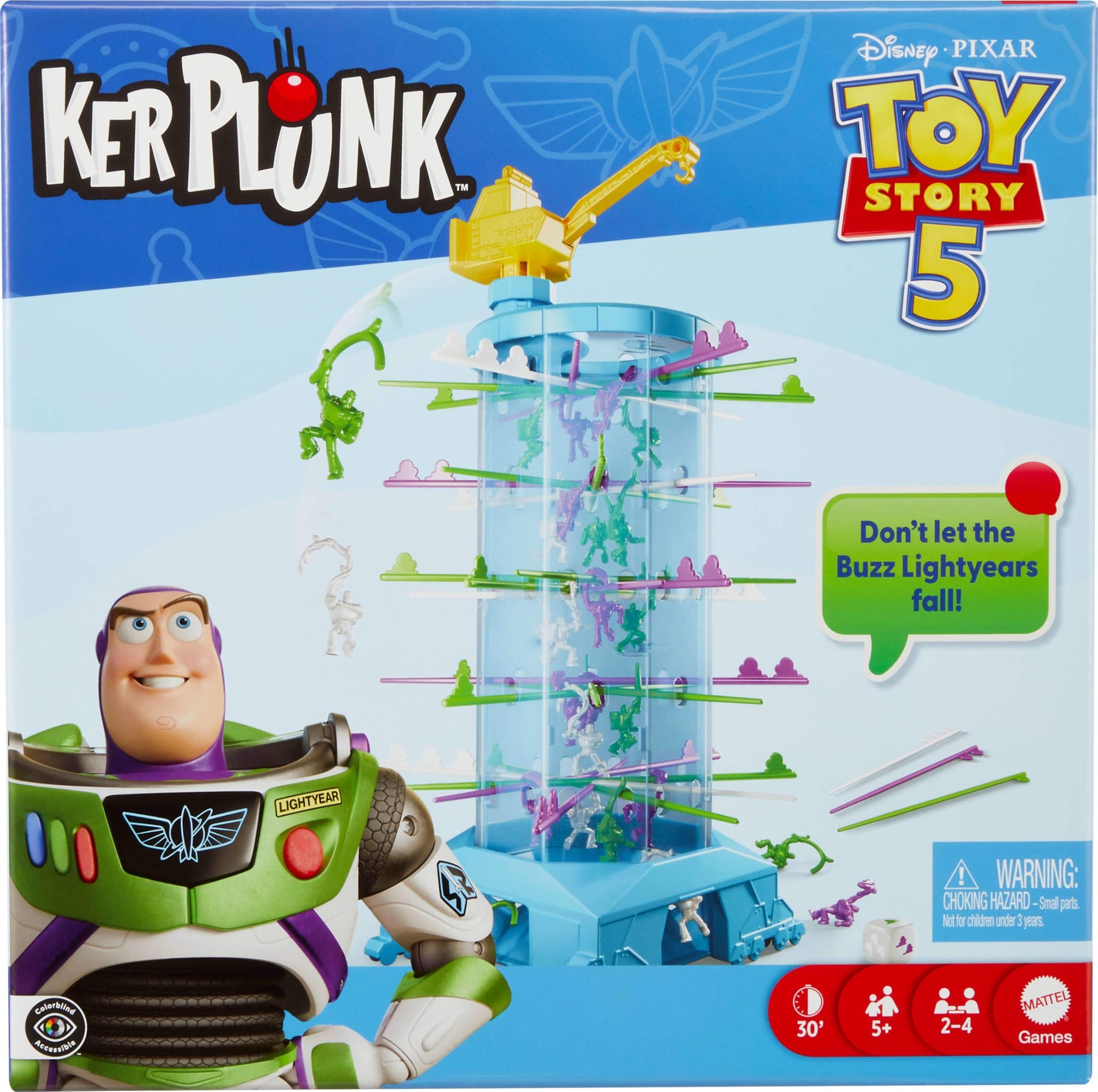 Mattel Games Kerplunk Disney and Pixar’s Toy Story 5 Kids & Family Game with Buzz Lightyears and Inspired by the Movie for 2 to 4 Players Ages 5+ Mattel Games