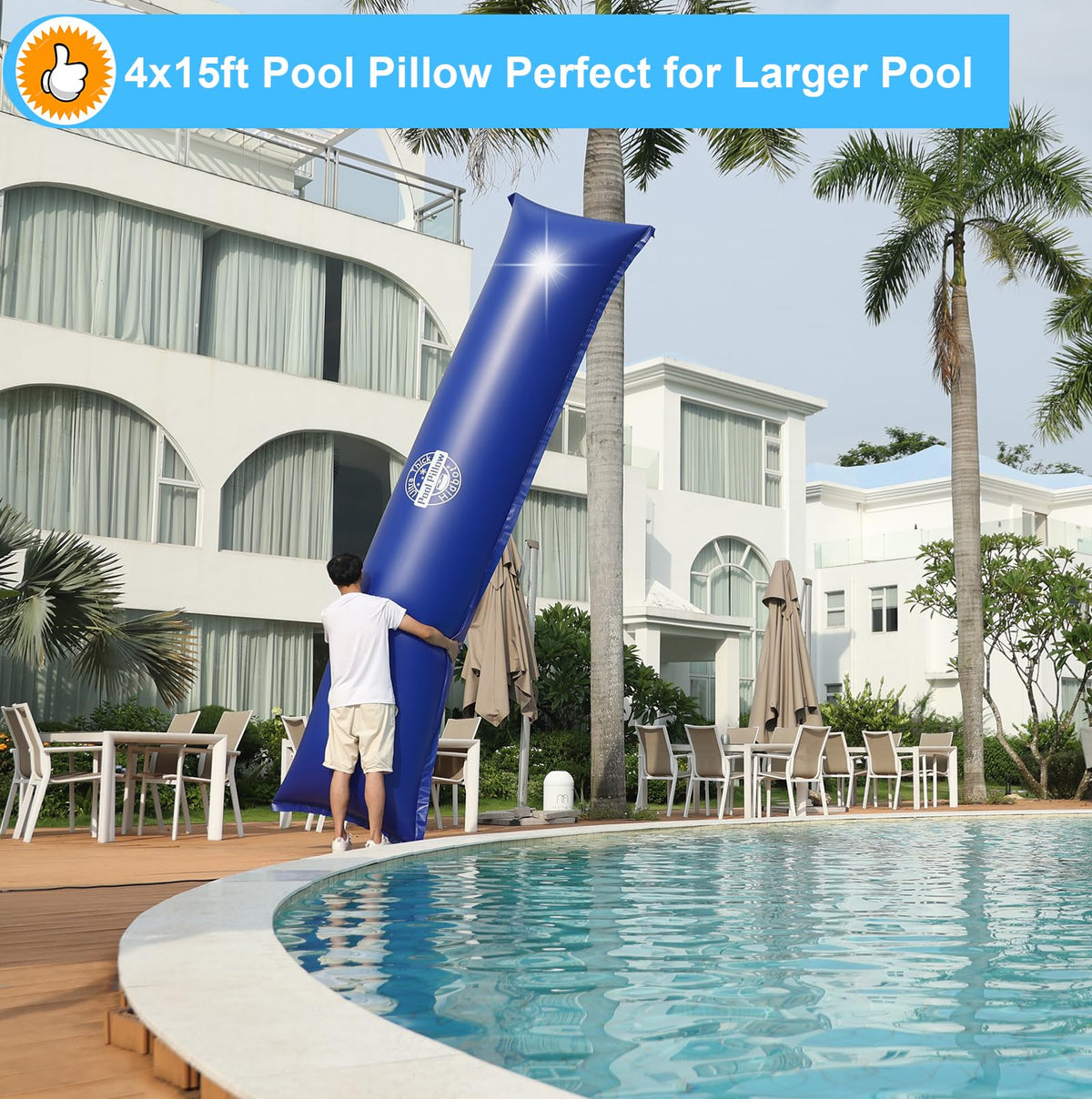 4x15ft Pool Pillow for Above Ground Pools, 0.5mm Extra Thick & Strong Cold-Resistant Pool Pillows for Closing Winter 4x15', Pool Pillow for Winterizing to Last All Season(Durable/with 31ft Rope) 🍁 All In One Marketplace Canada