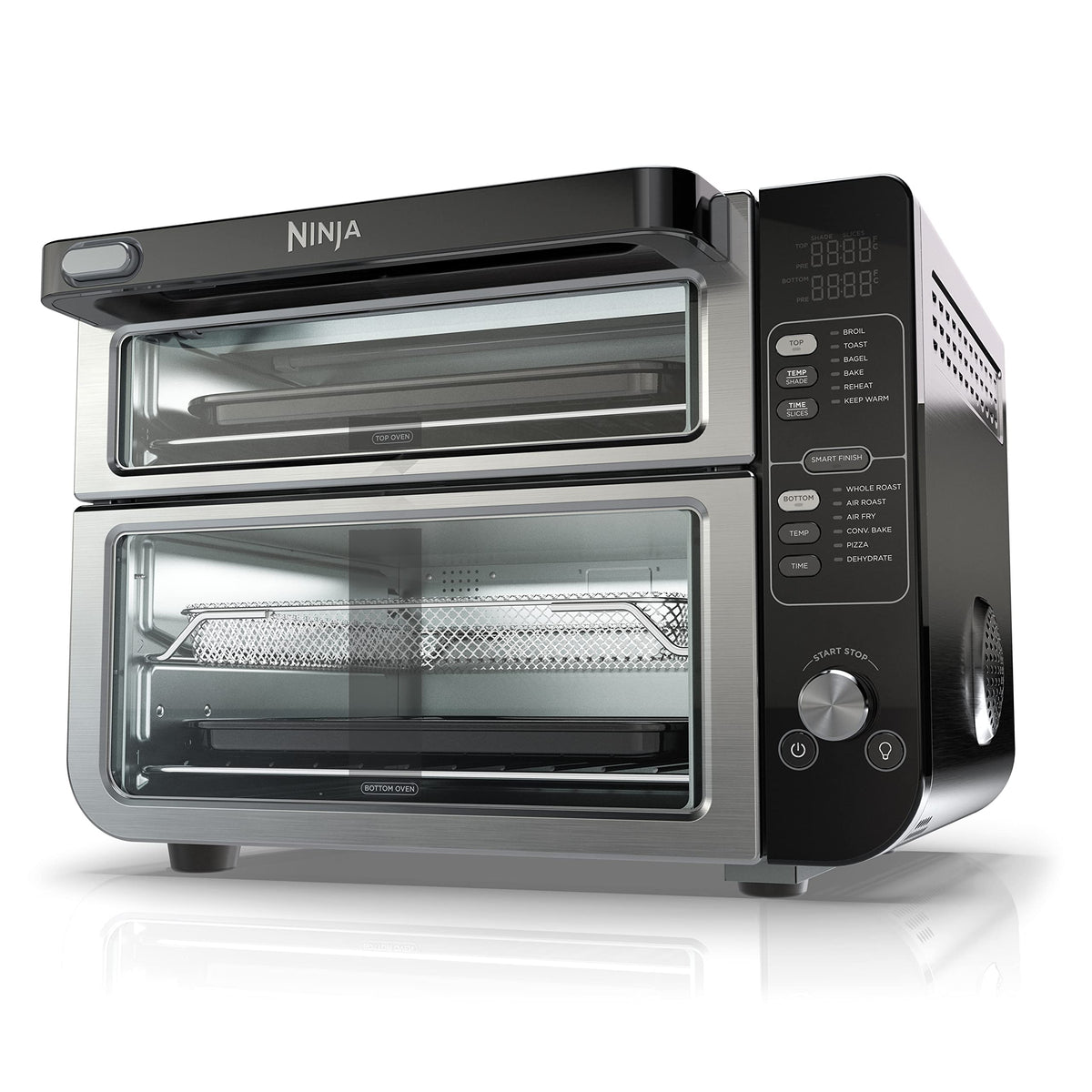 Ninja 12-in-1 Double Oven with FlexDoor, Rapid Top, Convection & Air Fry Bottom, Roast, Toast, Pizza, Stainless, DCT401C