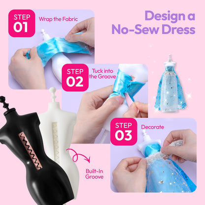Klever Kits 400+PCS Fashion Design Crafts for Kids Art and Crafts Toy DIY Sewing Crafts with 3 Mannequins for Girls Aged 8-12，Christmas Toys Gifts for Kids 🍁 All In One Marketplace Canada