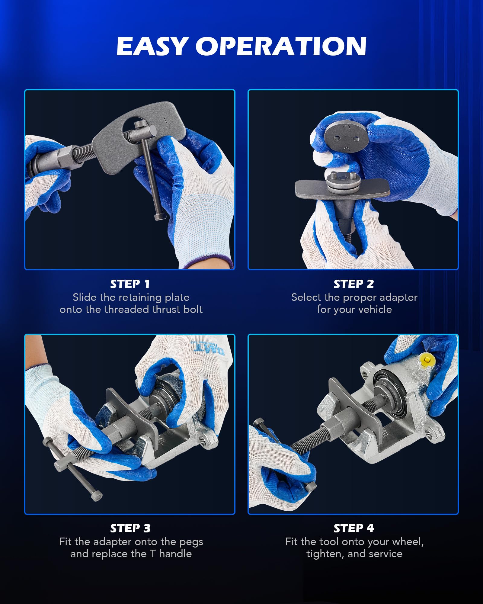 Orion Motor Tech 24pc Brake Caliper Compression Tool Set, Heavy Duty Brake Piston Compressor and Wind Back Tool Kit for Brake Pad Replacement, Universal Disc Brake Caliper Set with Blue Case