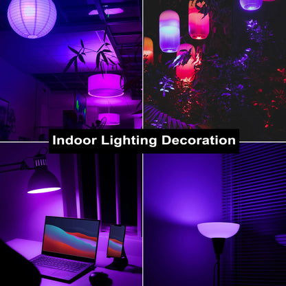 U4GLORY Purple LED Light Bulbs - 9W(60W Equivalent) Soft Violet Glow, A19 Bulb with E26 Base, Non-Dimmable Purple Light Bulb for Indoor/Outdoor Use, Halloween, Christmas, Porch, Parties(4-Pack) 🍁 All In One Marketplace Canada