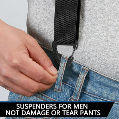 Suspenders for Men Heavy Duty Mens Suspenders Elastic 1.5-inch Braces Adjustable with 4 Plastic Snap Loop for Jeans Pants Outdoor Work Wedding Black - Available at All In One Marketplace Canada