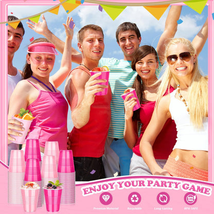100 Pack 12oz Pink Plastic Party Cups in Light and Hot Pink 🍁 All In One Marketplace Canada