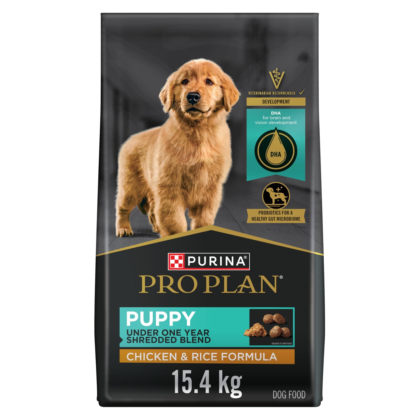 Purina Pro Plan Dry Puppy Food, Development Shredded Blend Chicken & Rice - 15.4 kg Bag (1 Pack) Pro Plan