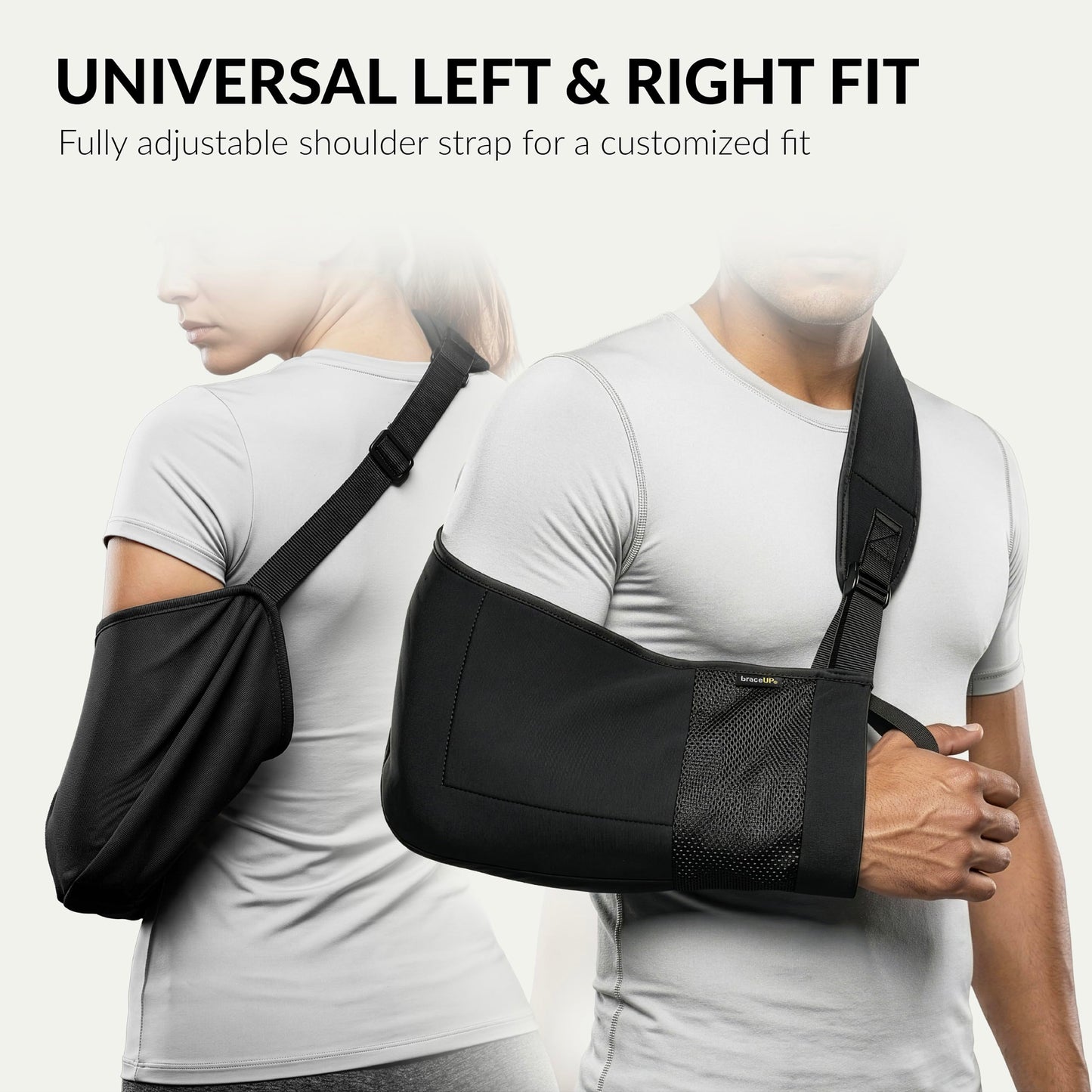 BraceUP Arm Sling for Shoulder Injury - Rotator Cuff Torn, Wrist and Elbow Surgery with Adjustable Padded Arm Support Strap - Available at All In One Marketplace Canada