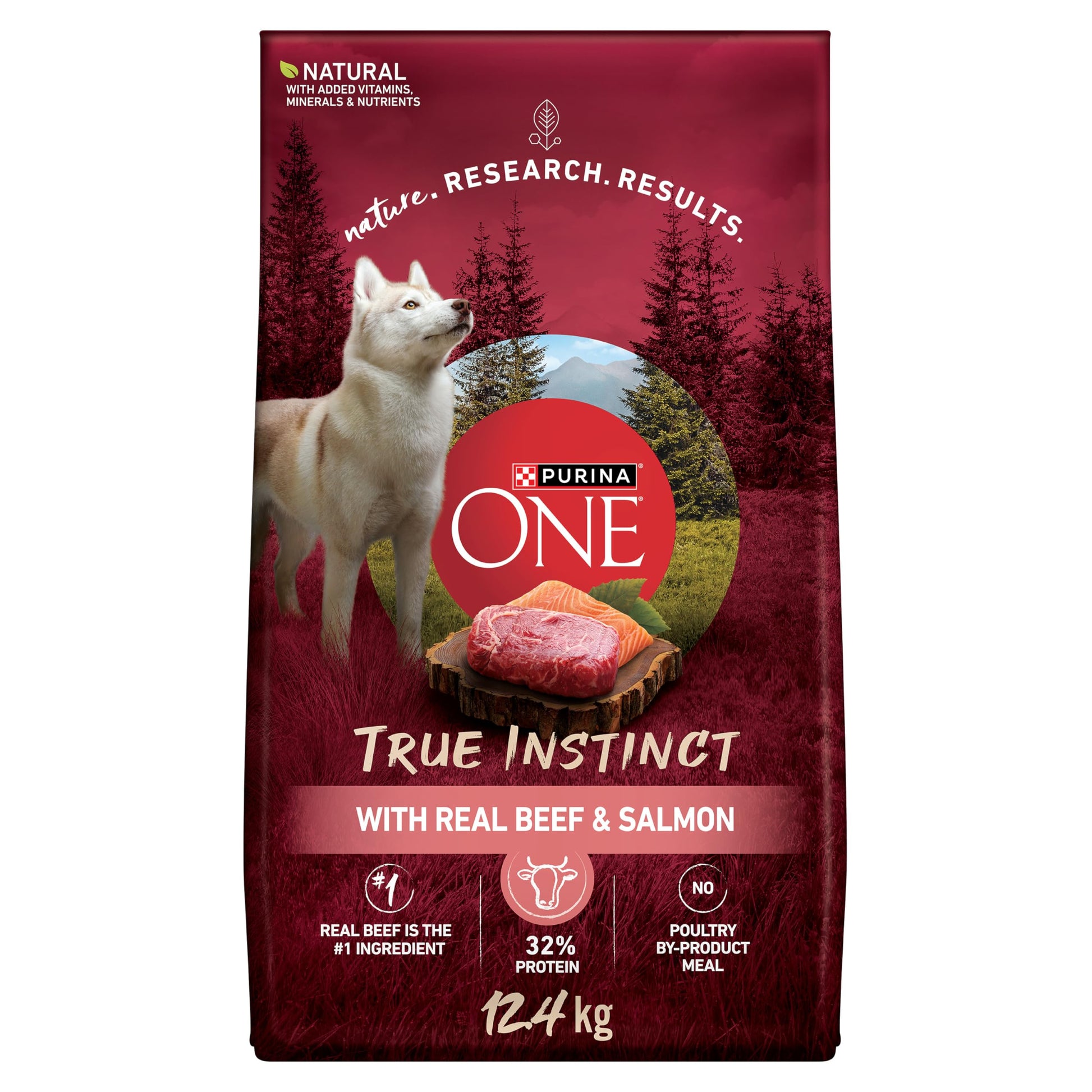 Purina ONE True Instinct High Protein Dry Dog Food, Beef & Salmon - 12.4 kg Bag (1 Pack)