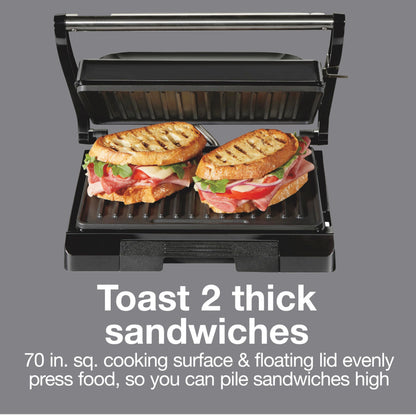 Proctor Silex 4 Serving Panini Press, Sandwich Maker and Compact Indoor Grill, Upright Storage, Easy Clean Nonstick Grids, Black (25440PS) - Available at All In One Marketplace Canada