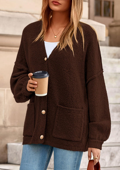 PRETTYGARDEN Oversized Chunky Cardigan Sweaters for Women Brown,M 🍁 All In One Marketplace Canada