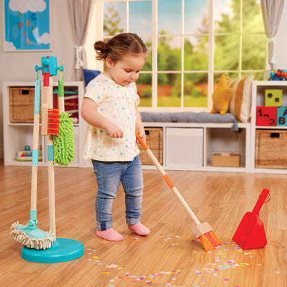 Battat Kids Cleaning Set, Sweep n' Clean Pretend Play Kit, Wooden, Playset