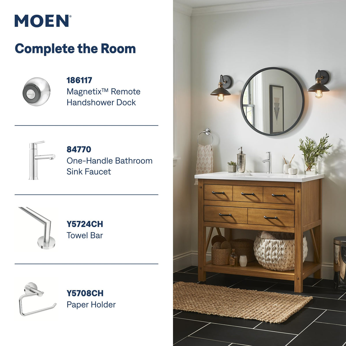 Moen 26100 Engage Magnetix 3.5-Inch Six-Function Handheld Showerhead with Magnetic Docking System, Chrome