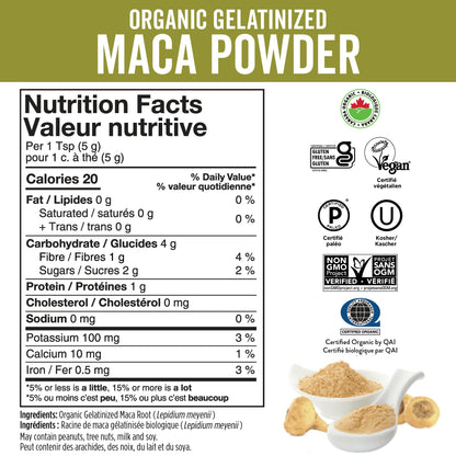 Viva Naturals Organic Maca Powder, Gelatinized Peruvian Maca Root Powder, Non-GMO, 1 lb Viva Naturals