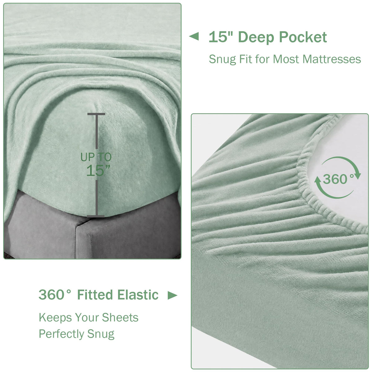 Softan Fleece Sheets, Soft as Flannel, Queen, Sage Green 🍁 All In One Marketplace Canada
