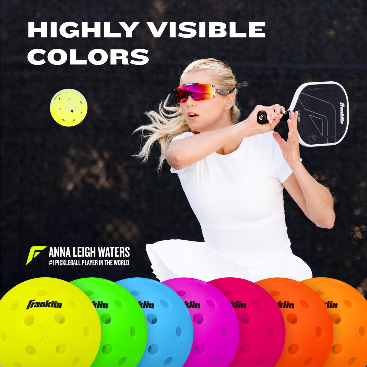 Franklin Sports X-40 Pickleballs - Official Ball of USA Pickleball, APP Tour, US Open - Suitable for Outdoor Courts - Regulation Size, Tournament Grade - 50 Pack - Optic