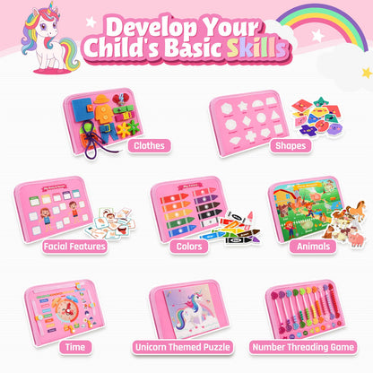 ZOOI Toddler Toys Busy Board - Montessori Toys for 1-5 Year Old Boy Girl Birthday Gifts for Kids, Sensory Toys Baby Essentials, Busy Book for Toddlers 1-5 Year Old, Airplane Activities Toys Gifts