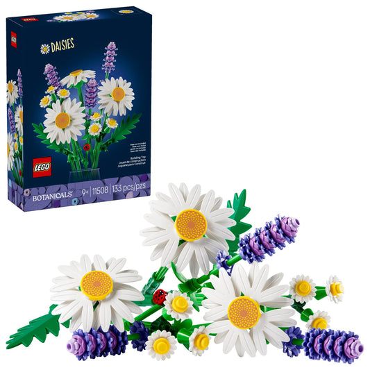 LEGO Botanicals Daisies Building Toy - Artificial Flowers Crafting Kit for Girls & Boys, Ages 9+ - Gift for Birthdays - Kids Room Decor for Book Shelf or Desk - 11508