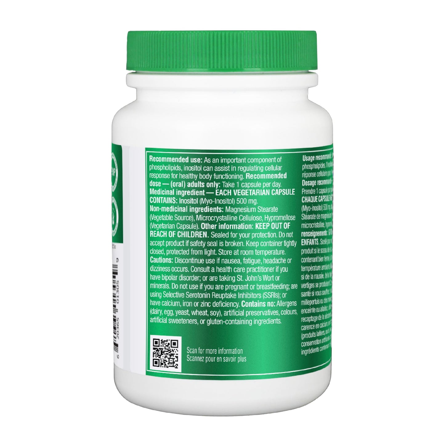Organika Canadian-Made Inositol (Myo-Inositol)- Cellular Response, Mood Balance, Insulin Support- 90vcaps - Available at All In One Marketplace Canada