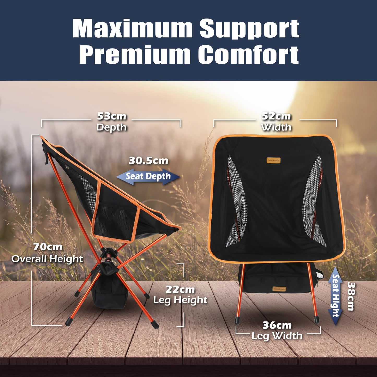 TREKOLOGY YIZI GO Camping Chair for Adult – Compact, Foldable, Lightweight 0.9 kg, 136 kg Capacity, Durable Aluminum, Quick Setup, Ideal for Backpacking, Beach, and Outdoor Adventures (Black)