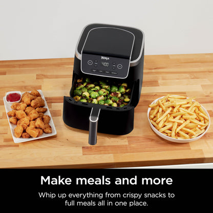 Ninja Air Fryer Pro 4in1, 5 QT (4.7 L) Capacity, Air Fry, Roast, Bake, Reheat, Dehydrate, Roast, Crisp Technology, Nonstick Basket & Crisper Plate, Grey, AF141C (Canadian Version) Ninja