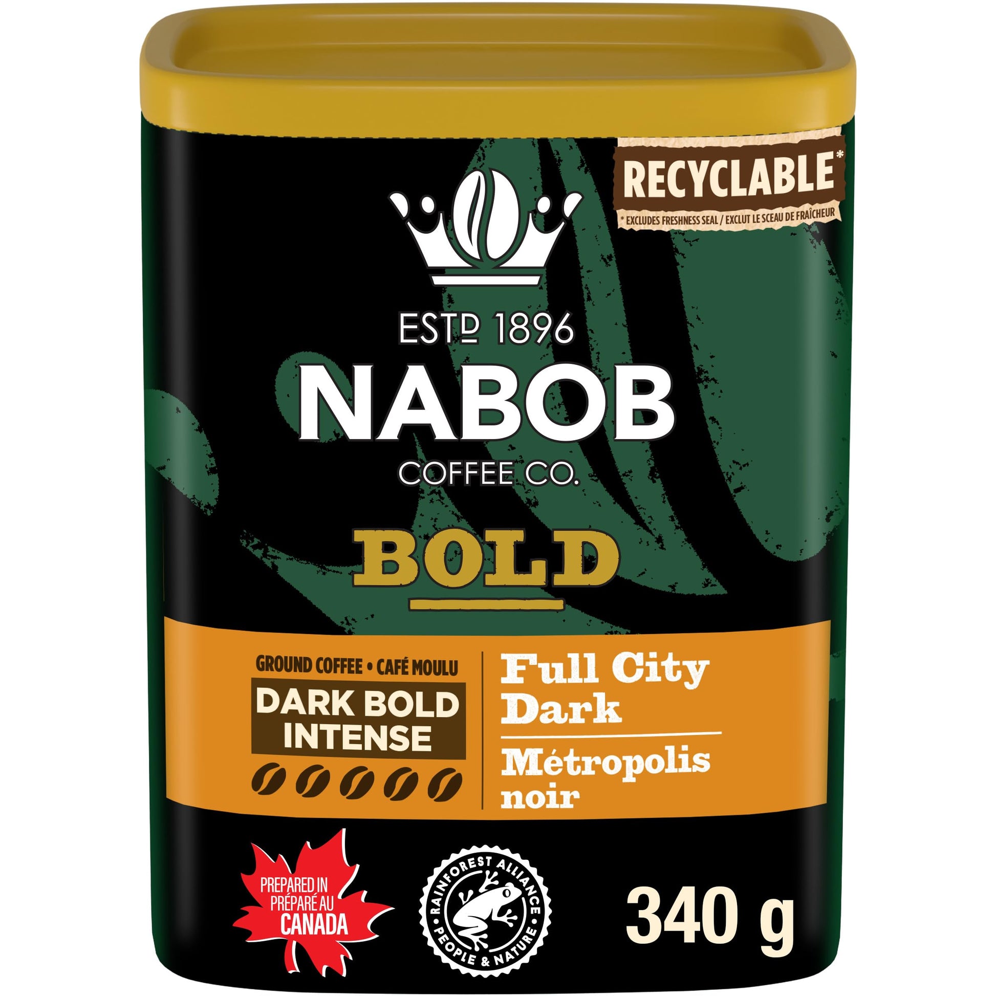 Nabob Dark Bold Roast Full City Dark Ground Coffee, 340g Canister (Pack of 6)