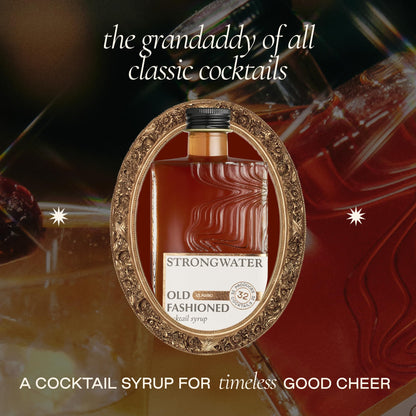 Strongwater Old Fashioned Mix - 8oz Bottle Makes 32 Cocktails - Handcrafted Syrup with Organic Cherries, Orange & Spices