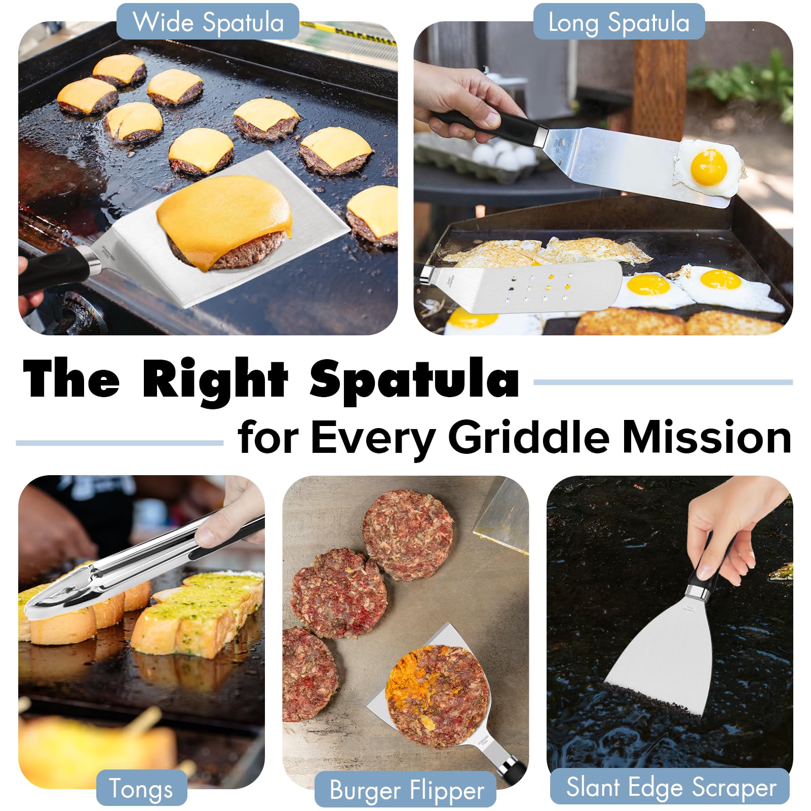 31PCS Griddle Accessories Kit for Blackstone, Flat Top Hibachi Grill Spatula Set with 2 Melting Domes, Burger Press, Patty Maker and Apron, Professional Teppanyaki Tools Gifts for Outdoor BBQ - Available at All In One Marketplace Canada