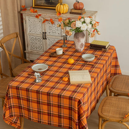 AQOTHES Plaid Fall Tablecloth Thanksgiving Rectangle 60x84 Inch Orange Red 🍁 All In One Marketplace Canada
