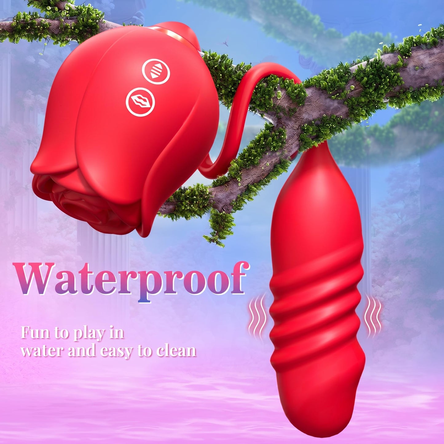 Neworld Sex Toys Rose Vibrator with 9 Sucking & Thrusting Dildo Vibrators