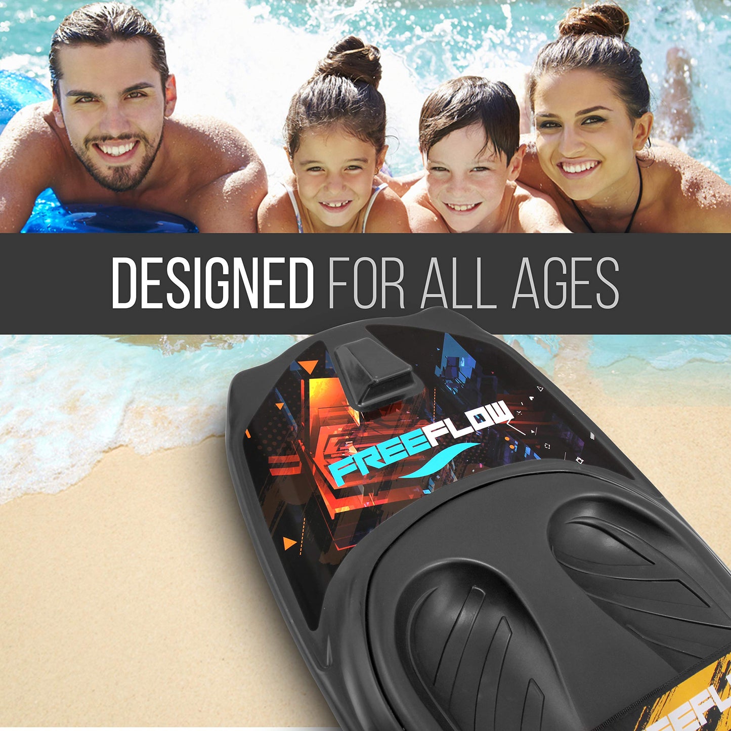Water Sport Kneeboard with Hook for Kids & Adults, Kneeboard with Strap for Boating, Waterboarding, Kneeling Boogie Boarding, Knee Surfing, (SLKB20), Black/red SereneLife
