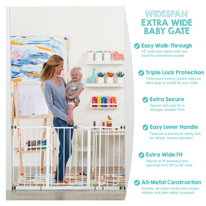 Regalo 56-Inch Extra WideSpan Walk Through Baby Gate, Bonus Kit, Includes 4-Inch, 8-Inch and 12-Inch Extension