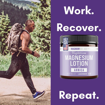 Nighttime Magnesium Lotion with Arnica – Highly Concentrated Magnesium for Muscles & Joints – Apply to Legs or Feet Before Bed – Skin-Friendly - Available at All In One Marketplace Canada
