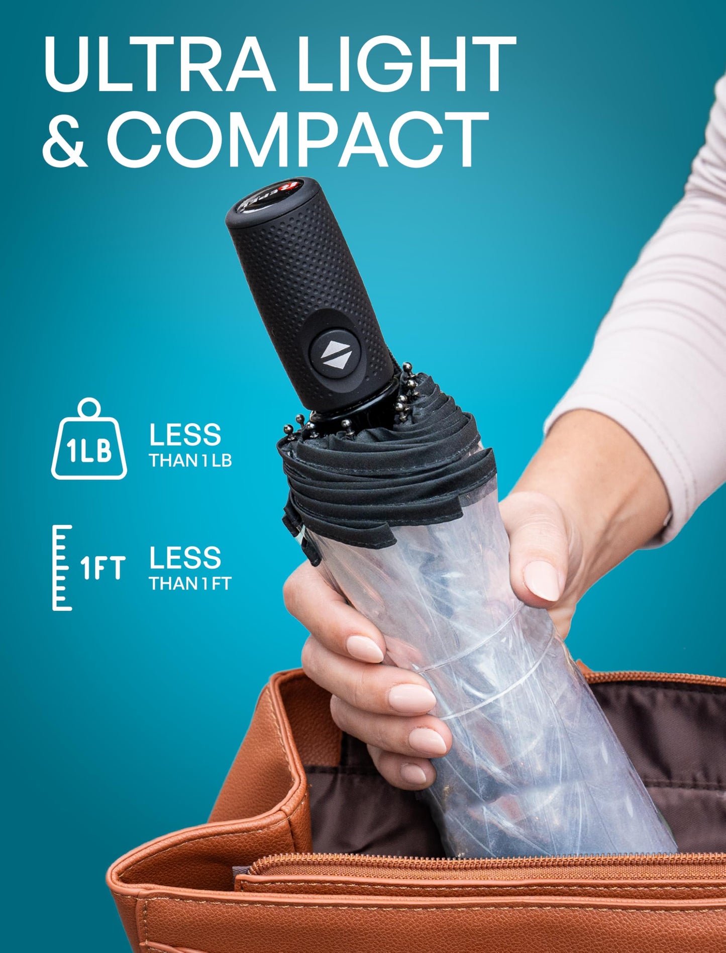 Repel Windproof Travel Umbrella - Compact & Withstands Winds up to 100MPH, Strongest Premium Auto Folding Umbrella for Rain and Sun - Durable, Light & Portable for Women & Men, Fits Backpack & Cars - Available at All In One Marketplace Canada