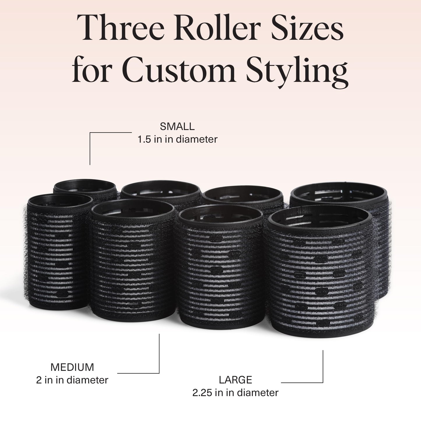 Kitsch Ceramic Thermal Hair Rollers for Women – Self Grip Hair Curlers for Heatless Curls Overnight - Volumizing Large Rollers for Short & Long Hair - For Long Lasting Frizz-Free Curls - Black, 8pcs - Available at All In One Marketplace Canada