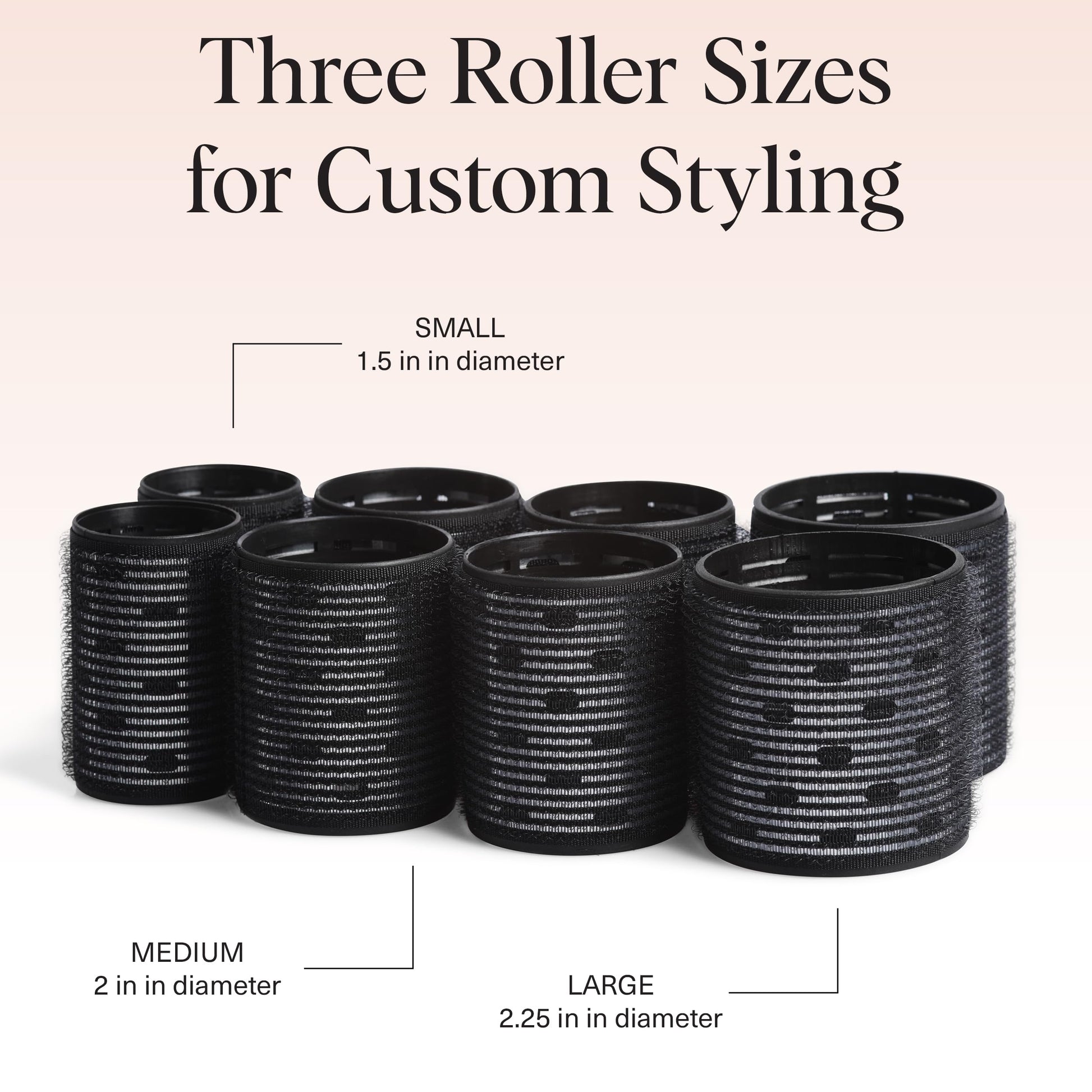 Kitsch Ceramic Thermal Hair Rollers for Women – Self Grip Hair Curlers for Heatless Curls Overnight - Volumizing Large Rollers for Short & Long Hair - For Long Lasting Frizz-Free Curls - Black, 8pcs - Available at All In One Marketplace Canada