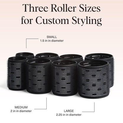 Kitsch Ceramic Thermal Hair Rollers for Women – Self Grip Hair Curlers for Heatless Curls Overnight - Volumizing Large Rollers for Short & Long Hair - For Long Lasting Frizz-Free Curls - Black, 8pcs - Available at All In One Marketplace Canada