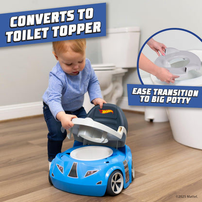 Hot Wheels Blue Race Car Potty Training Toilet, Includes Detachable Toddler Toilet Seat and Kids Potty, Ages 12 Months and Up Hot Wheels
