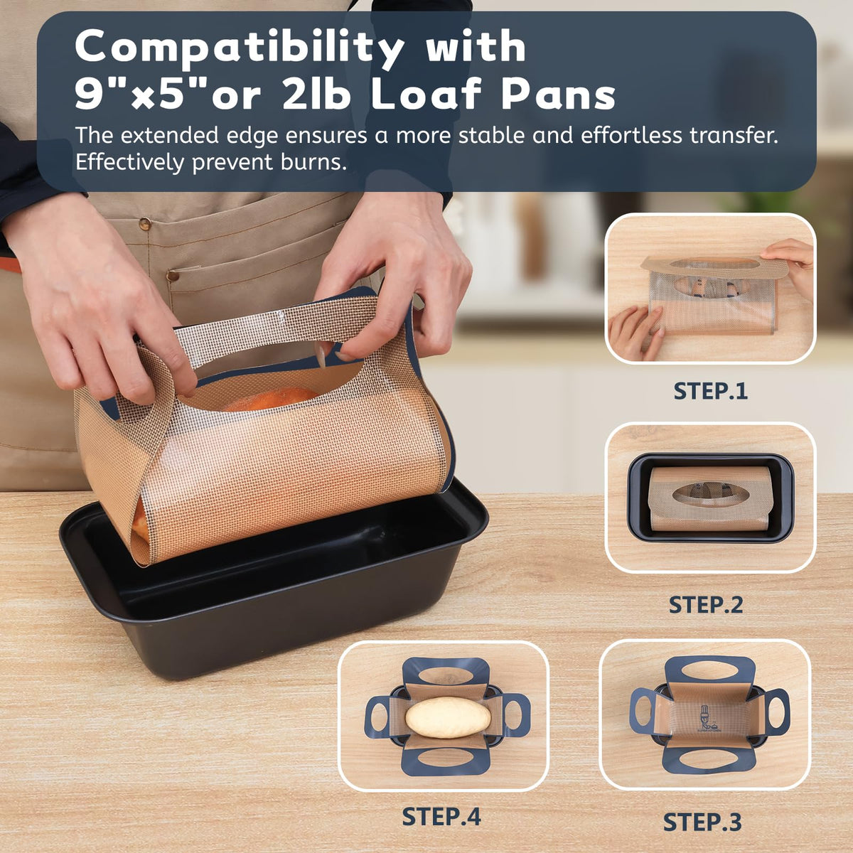 Silicone Bread Loaf Pan Liners: 2 Pack Bread Sling Mat for Baking 2lb Pan 🍁 All In One Marketplace Canada