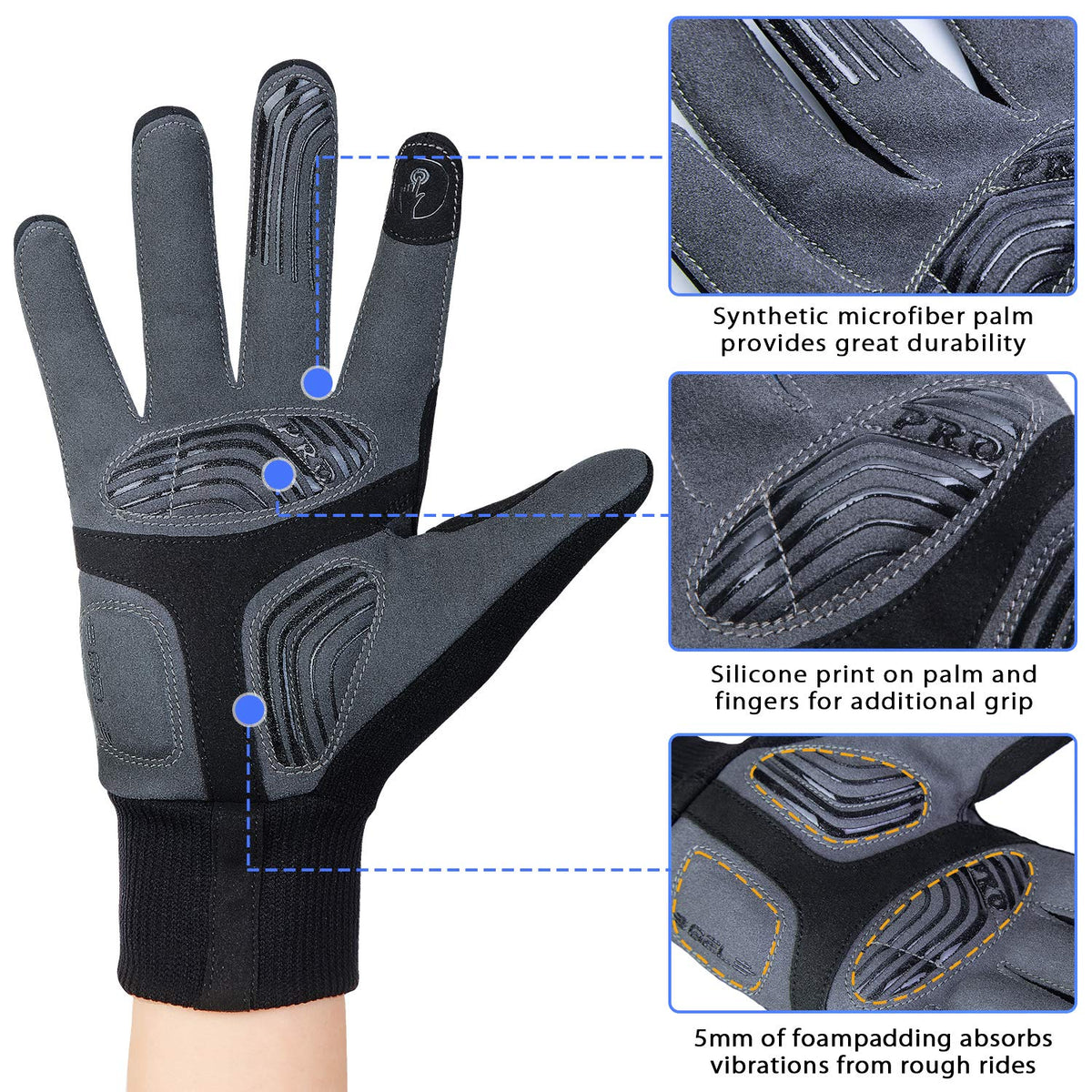 Souke Sports Winter Thin Cycling Gloves, Men Women Lightweight Thermal Padded Bike Gloves, Touchscreen Waterproof for Riding Running Hiking GE L 🍁 All In One Marketplace Canada