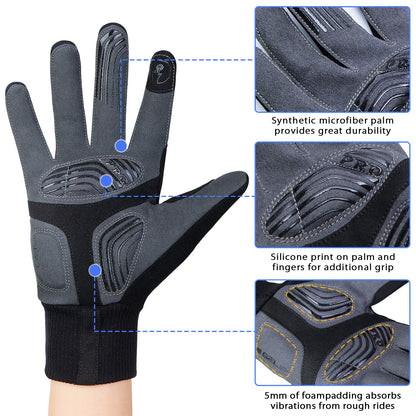 Souke Sports Winter Thin Cycling Gloves, Men Women Lightweight Thermal Padded Bike Gloves, Touchscreen Waterproof for Riding Running Hiking GE L 🍁 All In One Marketplace Canada