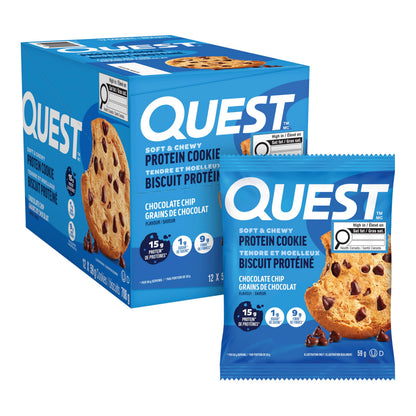 Quest Nutrition Chocolate Chip Protein Cookie - 15g Protein, 1g Sugar, Keto Friendly, 12-Pack