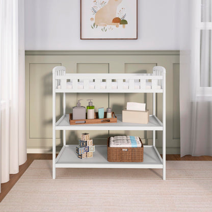 Dream On Me Emily Changing Table In White, Comes With 1" Changing Pad, Features Two Shelves, Portable Changing Station, Made Of Sustainable New Zealand Pinewood Dream On Me