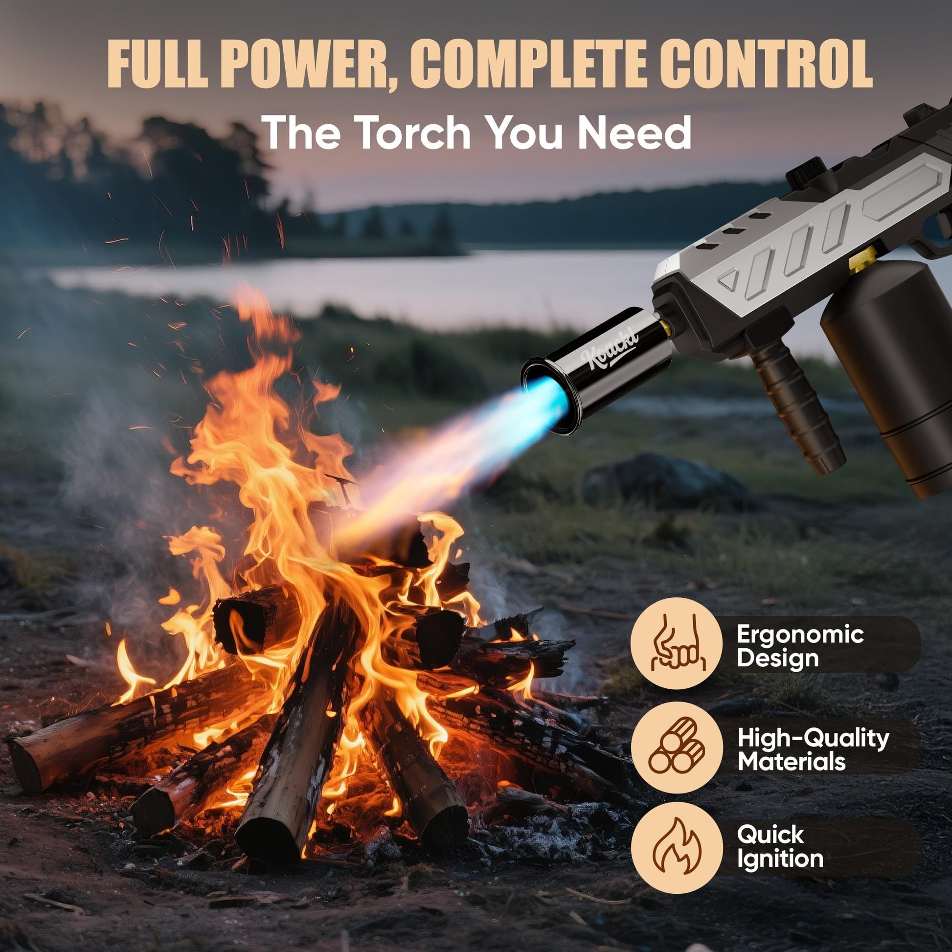 Powerful Propane Torch Gun, Blow Torch with Adjustable Flame, Flamethrower Kitchen Torch Gun Gas Welding Kits for Outdoor BBQ, Searing Steak, Camping & Charcoal Torch Lighter(Tank Not Included) - Available at All In One Marketplace Canada