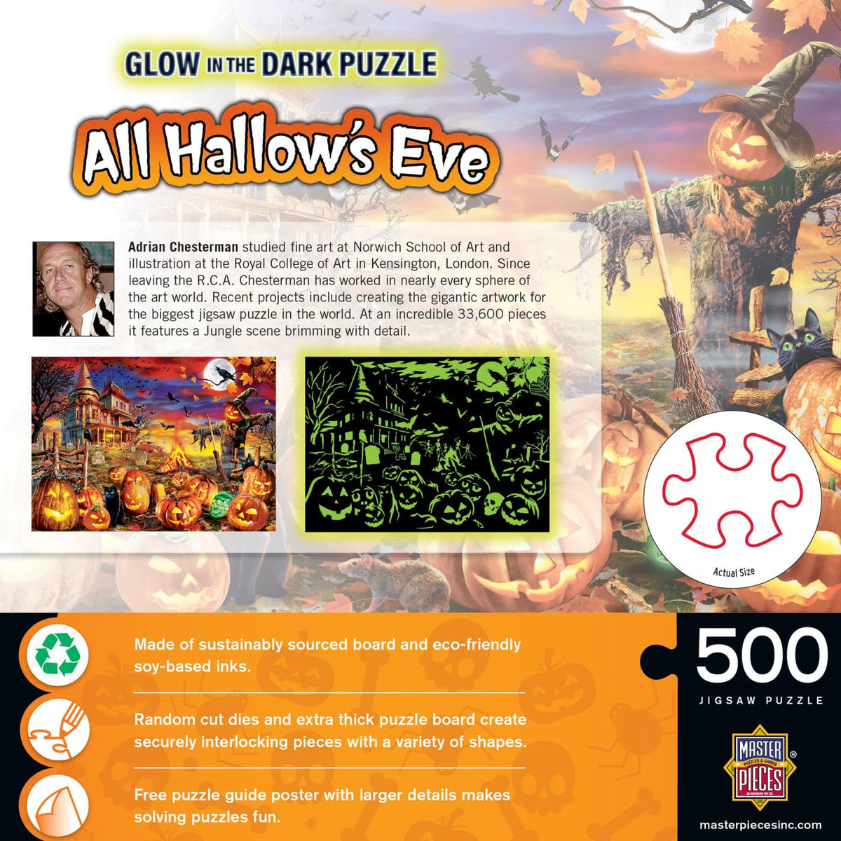 Puzzle de 500 pièces phosphorescent Halloween MasterPieces - All Hallow's Eve - 38 cm x 53 cm