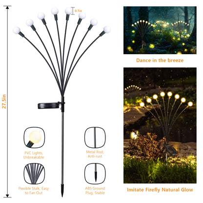 iBaycon 4 Pack Solar Firefly Lights Garden Pathway Outdoor Decor Warm White
