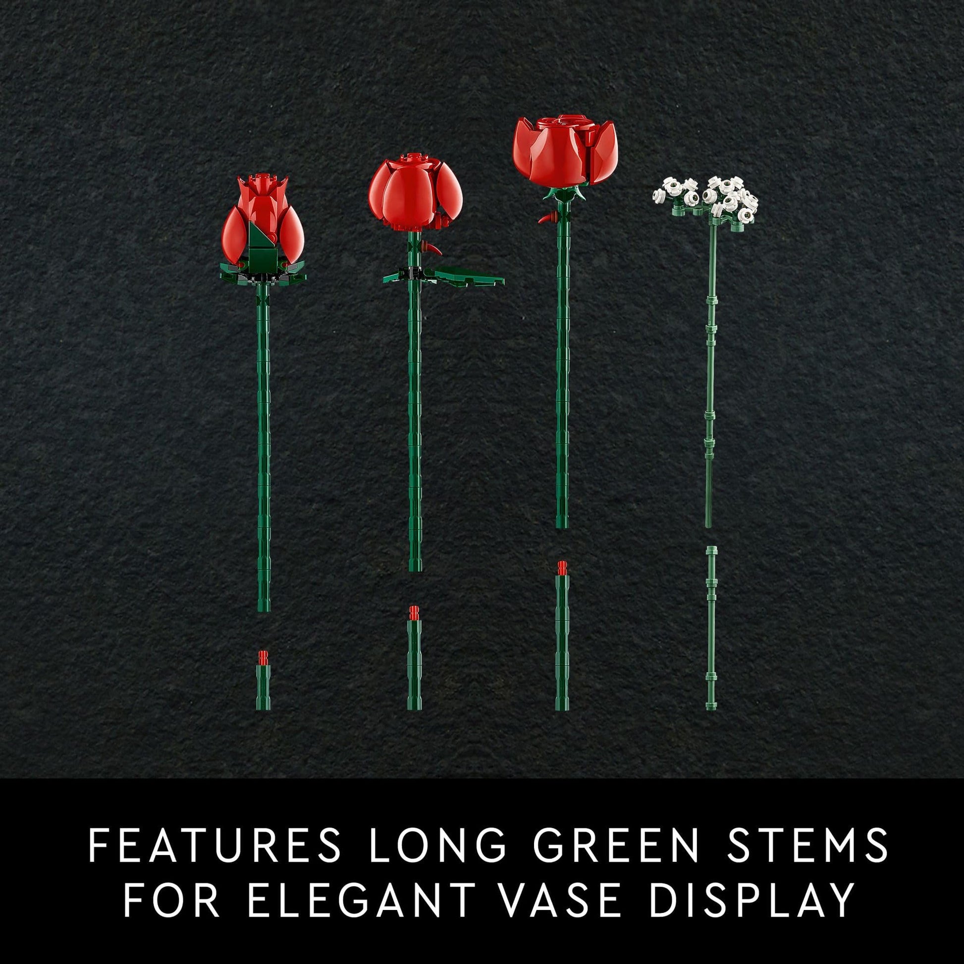 LEGO Botanicals Bouquet of Roses Artificial Flowers - Fake Red Roses Building Set for Adults, Ages 18+ - Gifts for Birthdays - Home Decor for Table Display - 10328 LEGO