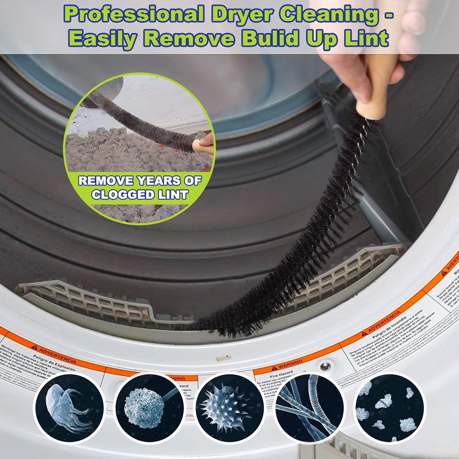 Sealegend 2 Pieces Dryer Vent Cleaning Kit, Flexible Lint Vacuum Hose Attachment and Lint Brush Lint Remover Power Washer, Blue - Available at All In One Marketplace Canada