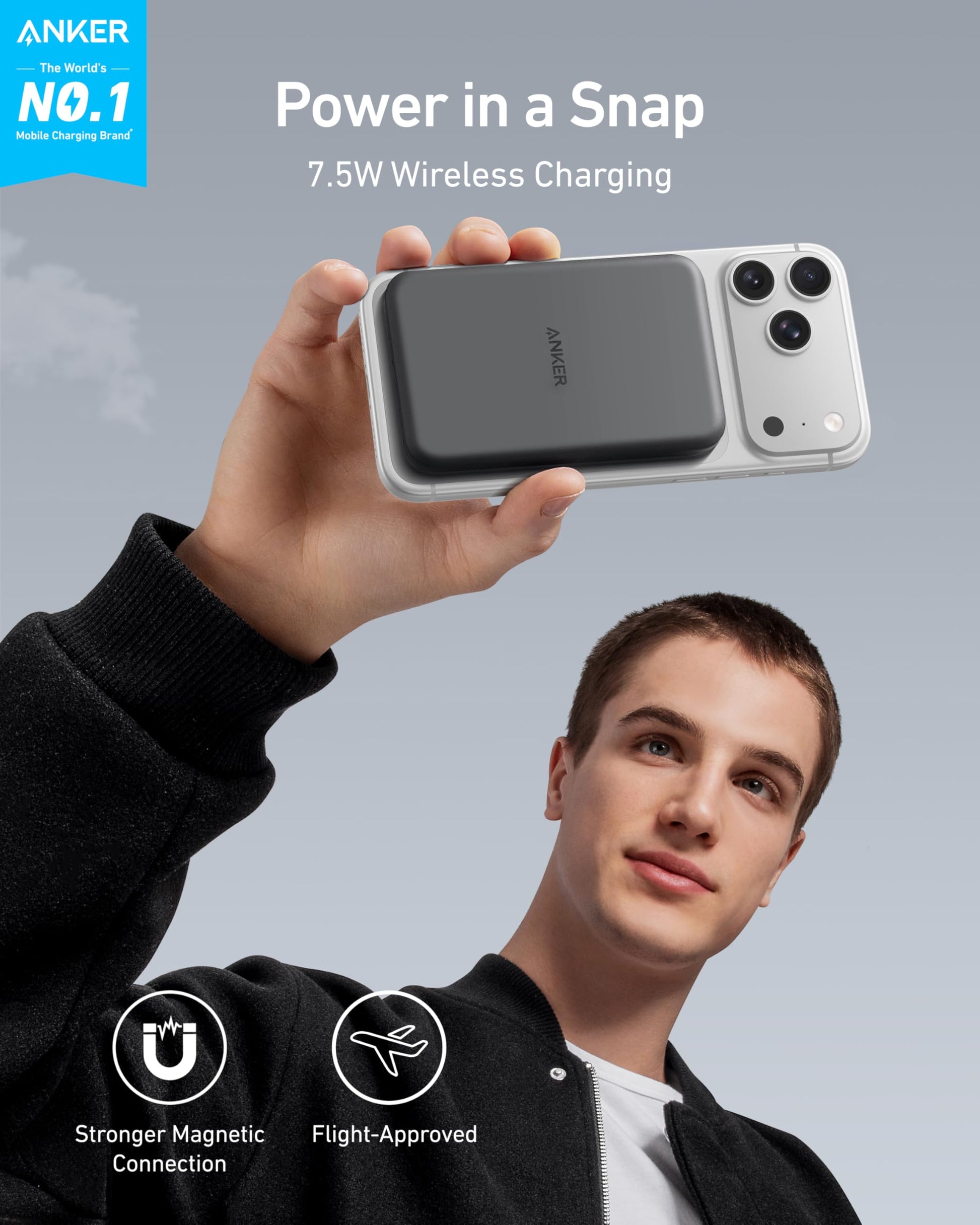 Anker Magnetic Portable Charger, 5,000 mAh Wireless Portable Charger with USB-C Cable, Battery Pack Only Compatible with Phone 15/15 Pro/15 Pro Max, iPhone 14/13/12 Series - Available at All In One Marketplace Canada