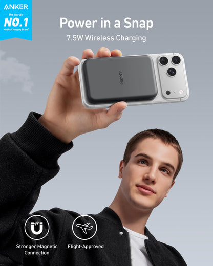 Anker Magnetic Portable Charger, 5,000 mAh Wireless Portable Charger with USB-C Cable, Battery Pack Only Compatible with Phone 15/15 Pro/15 Pro Max, iPhone 14/13/12 Series - Available at All In One Marketplace Canada