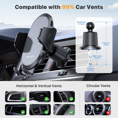 Miracase Phone Holder Car Mount:Universal Air Vent Cellphone Stand Brakect with Metal Hook Clip,360 Rotating Carmount Accessories for iPhone 17/16/15/14/13/12 Pro Max,Galaxy,Camera,Black - Available at All In One Marketplace Canada